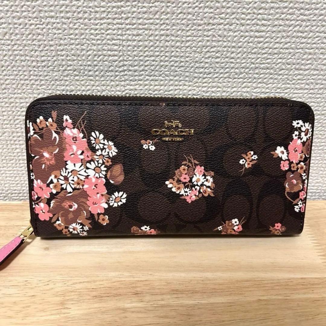 【新品未使用】コーチ COACH 長財布 シグネチャー 花柄 フローラル ピンク