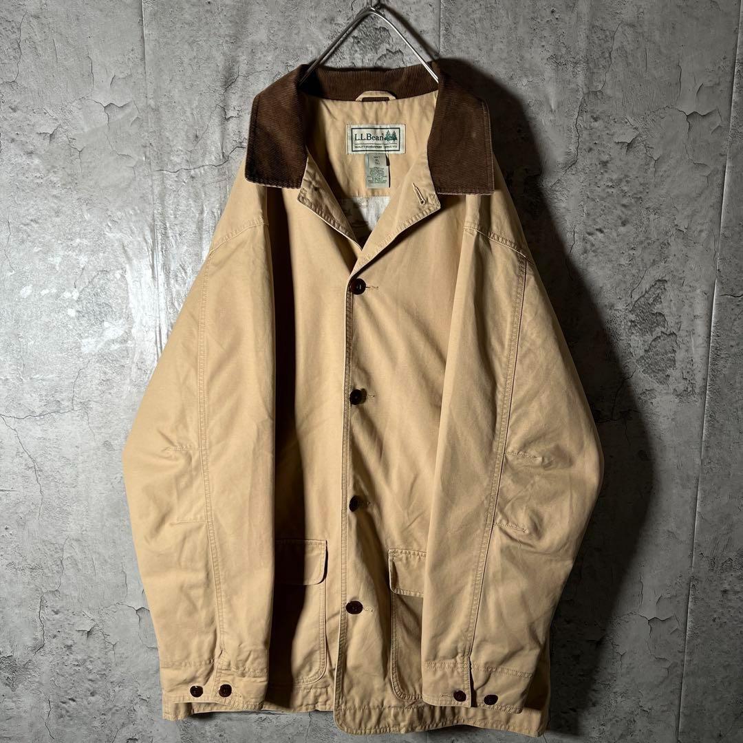 LLBean カバーオール ハンティングジャケット 襟コーデュロイ 裏地総柄XL