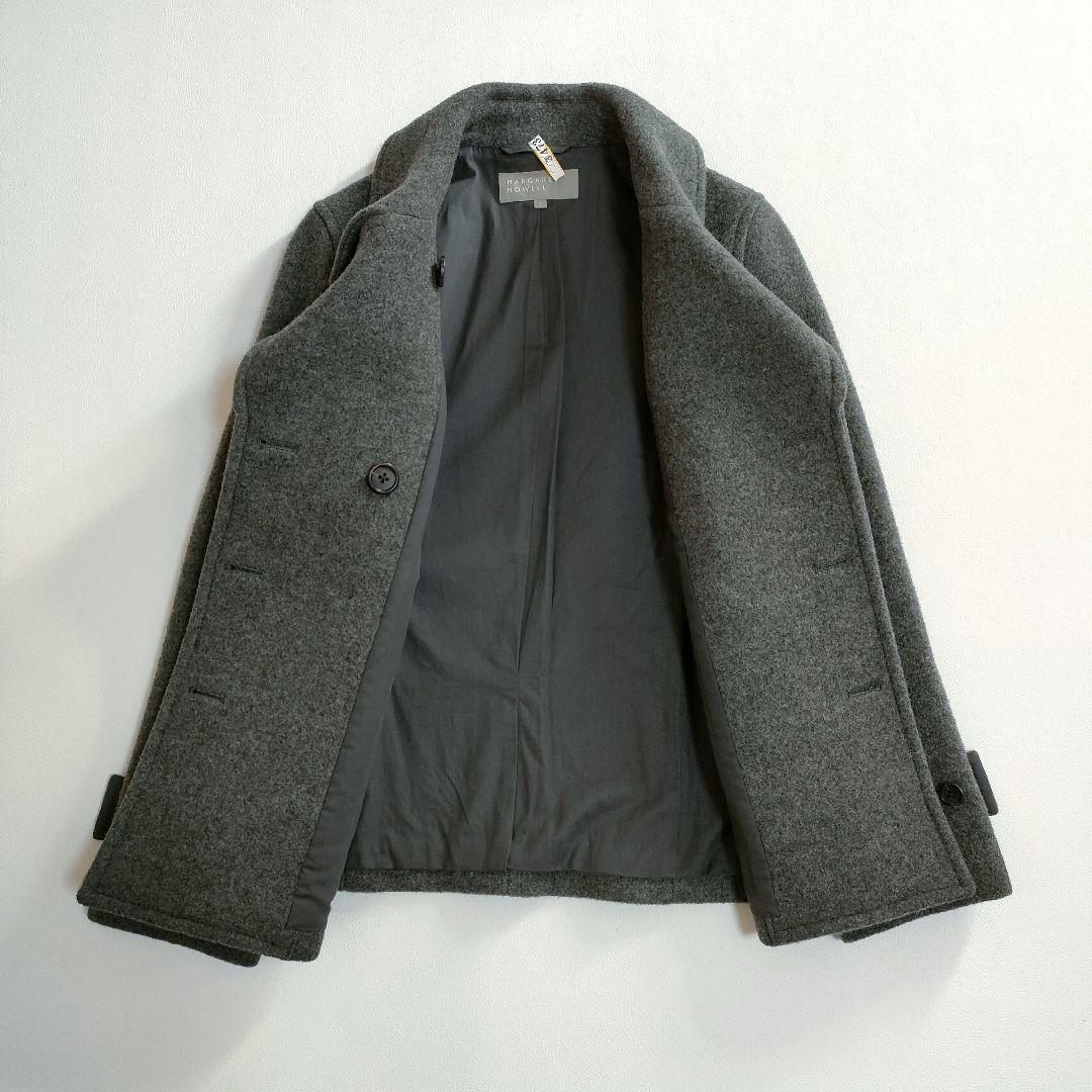 【極美品】マーガレットハウエル　高級カシミヤ混ピーコート　グレー　2