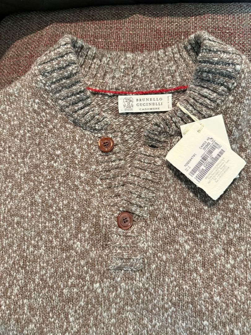 新品！2024awブルネロクチネリ ヘンリーネックセーターカシミヤ ドネガル48