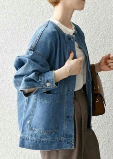 【新品タグ付き】SHIPS any ノーカラー デニムジャケット