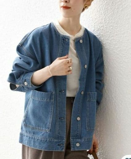 【新品タグ付き】SHIPS any ノーカラー デニムジャケット