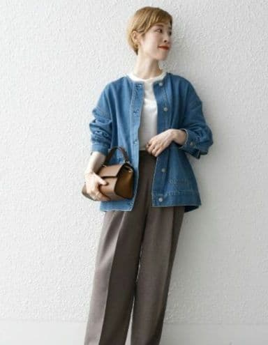 【新品タグ付き】SHIPS any ノーカラー デニムジャケット