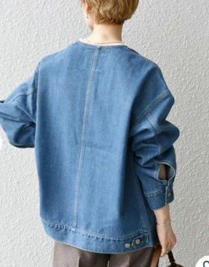 【新品タグ付き】SHIPS any ノーカラー デニムジャケット