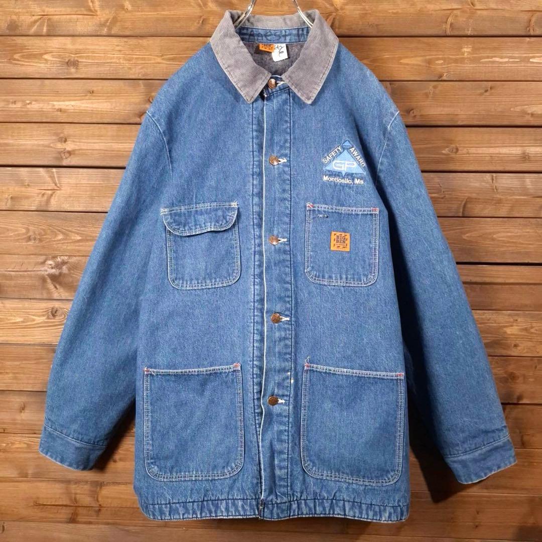 80s USA製 BIG BEN ビッグベン 企業刺繍 デニムカバーオール 48