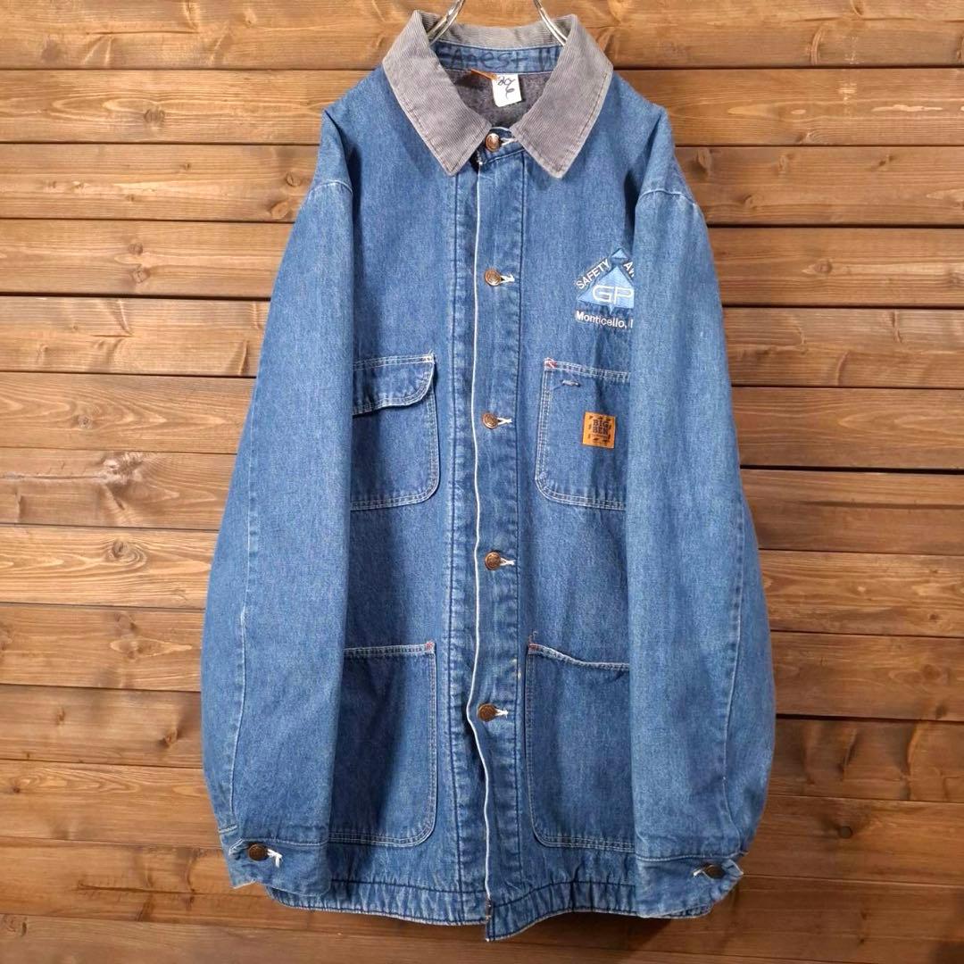 80s USA製 BIG BEN ビッグベン 企業刺繍 デニムカバーオール 48