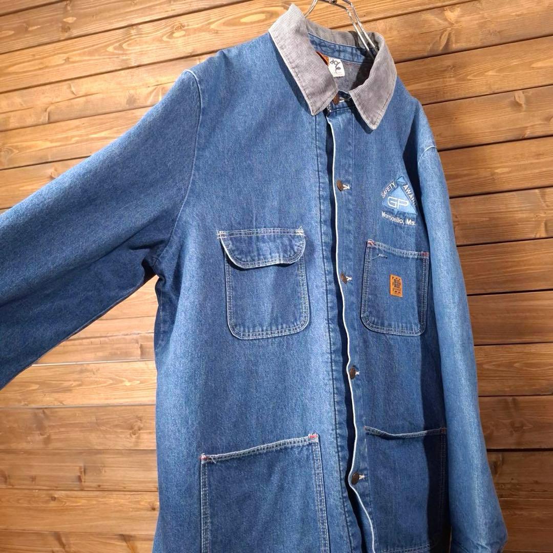80s USA製 BIG BEN ビッグベン 企業刺繍 デニムカバーオール 48