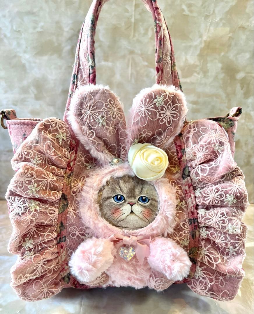 コヤンイサムチョン　アンティックローズ×ラメレース　ふわふわフリルバッグ