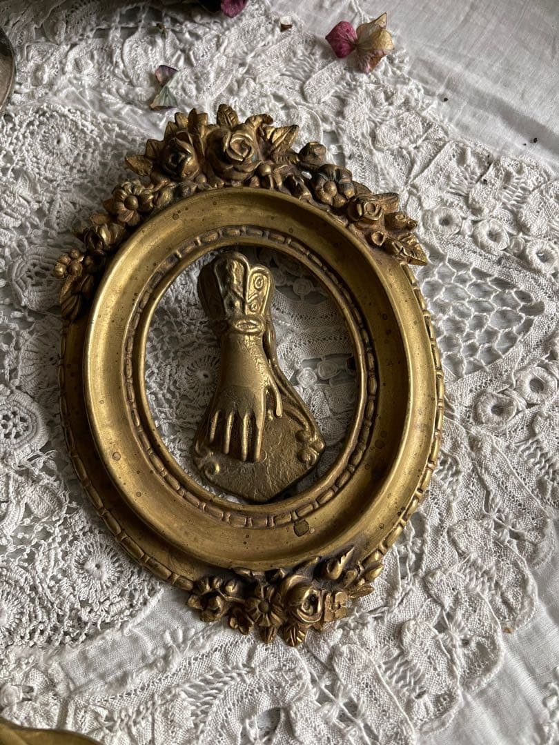 【お71】15 フランス　アンティーク　ブロンズ　額