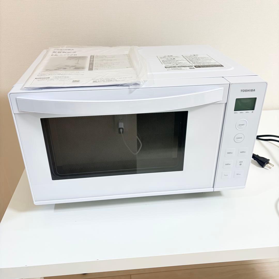 25年製 TOSHIBA 東芝 電子レンジ 17L 縦開き 単機能 フラット 白