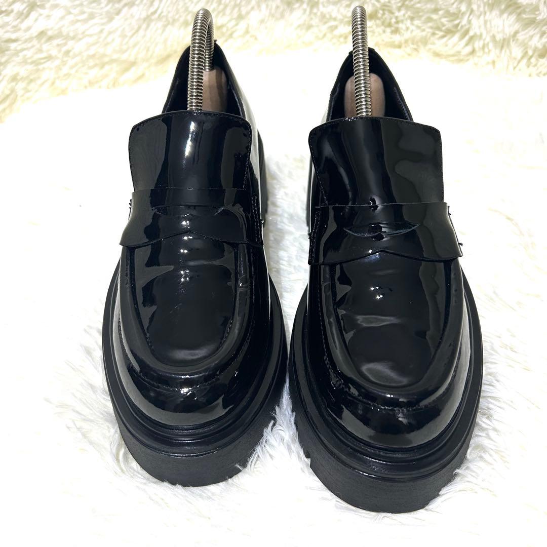 ほぼ新品✨コルソローマ CORSO ROMA 9 エナメル ローファー 厚底 黒