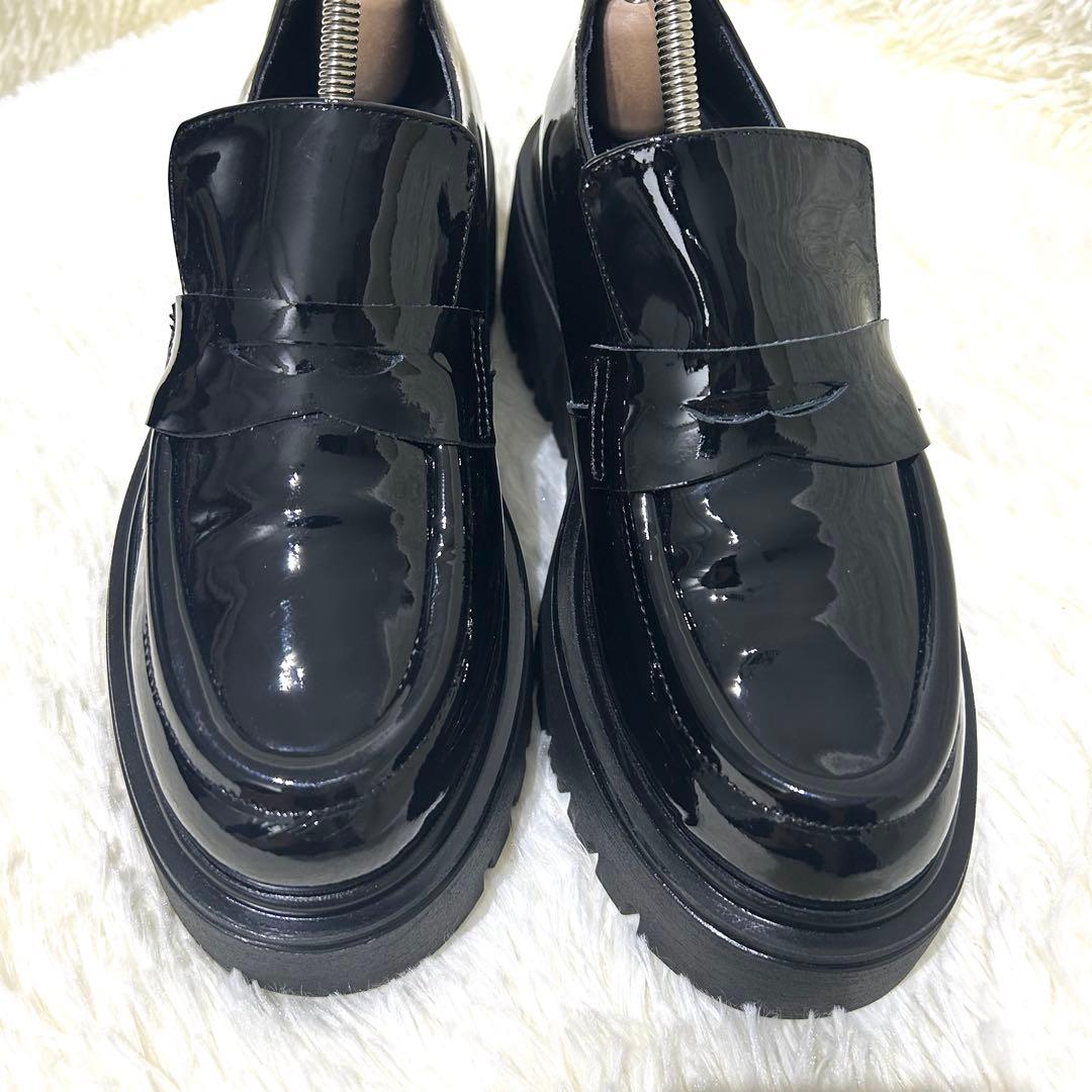 ほぼ新品✨コルソローマ CORSO ROMA 9 エナメル ローファー 厚底 黒