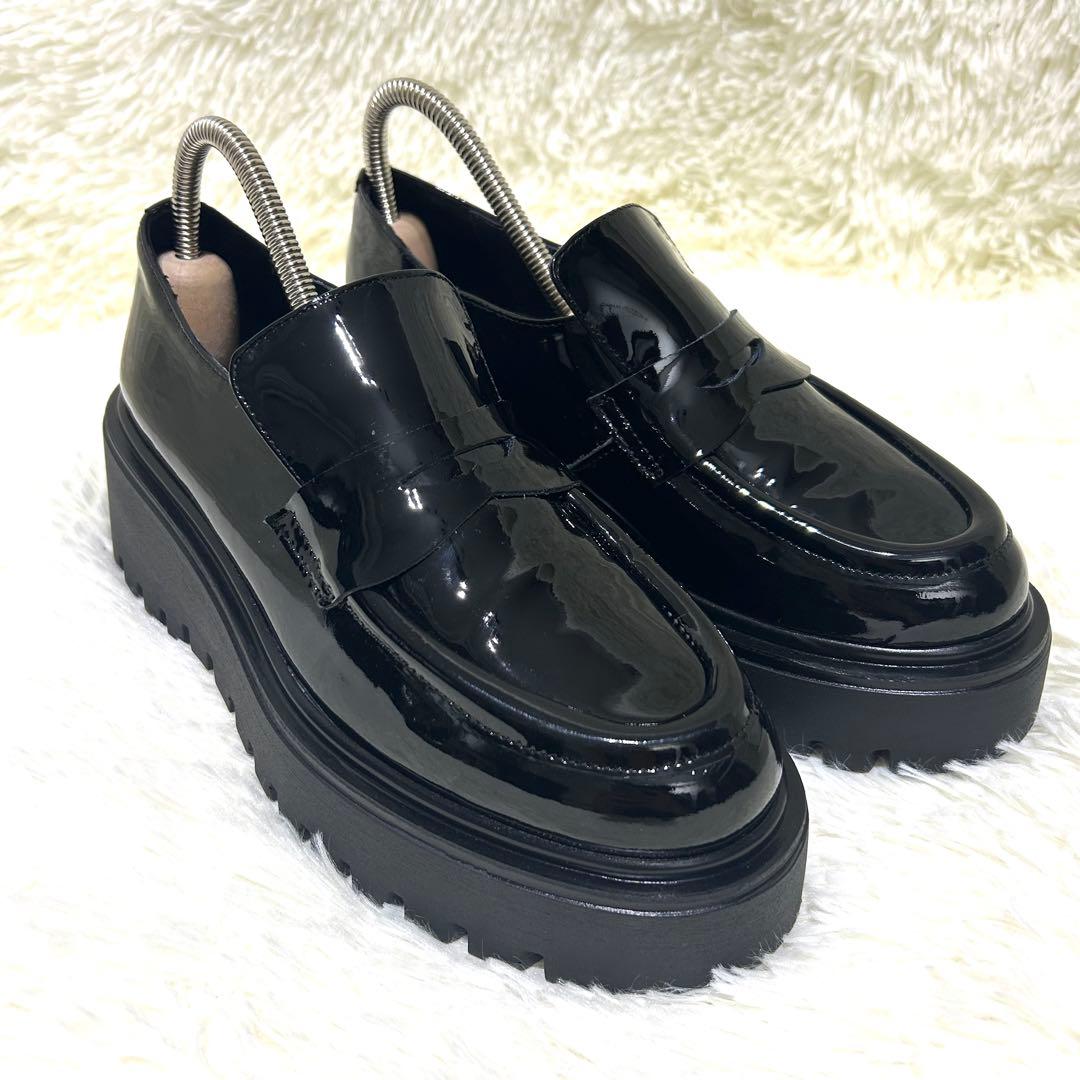 ほぼ新品✨コルソローマ CORSO ROMA 9 エナメル ローファー 厚底 黒