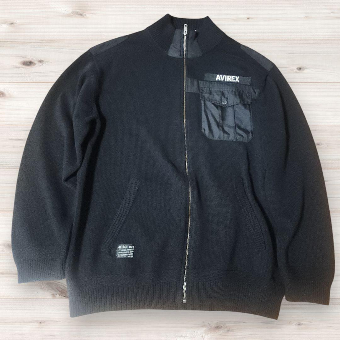 【新品タグ付き】AVIREX　ニット　ジャケット　黒　3L
