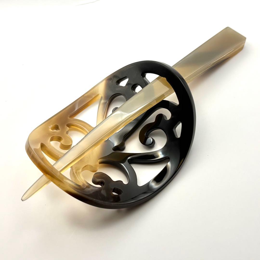 【希少品】HERMES エルメス ロカイユ かんざし バッファローホーン 水牛