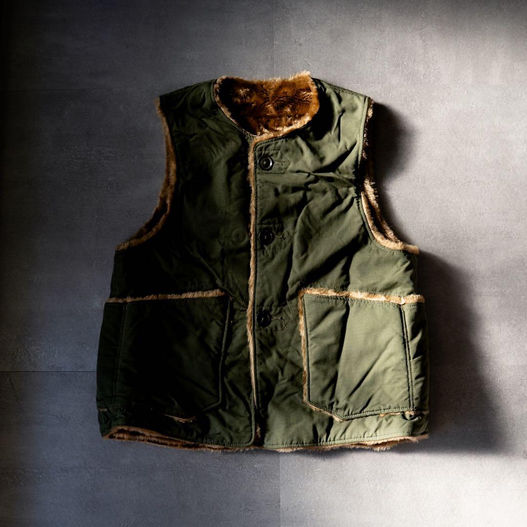 Engineered Garmentsリバーシブルベスト グリーン/ブラウン