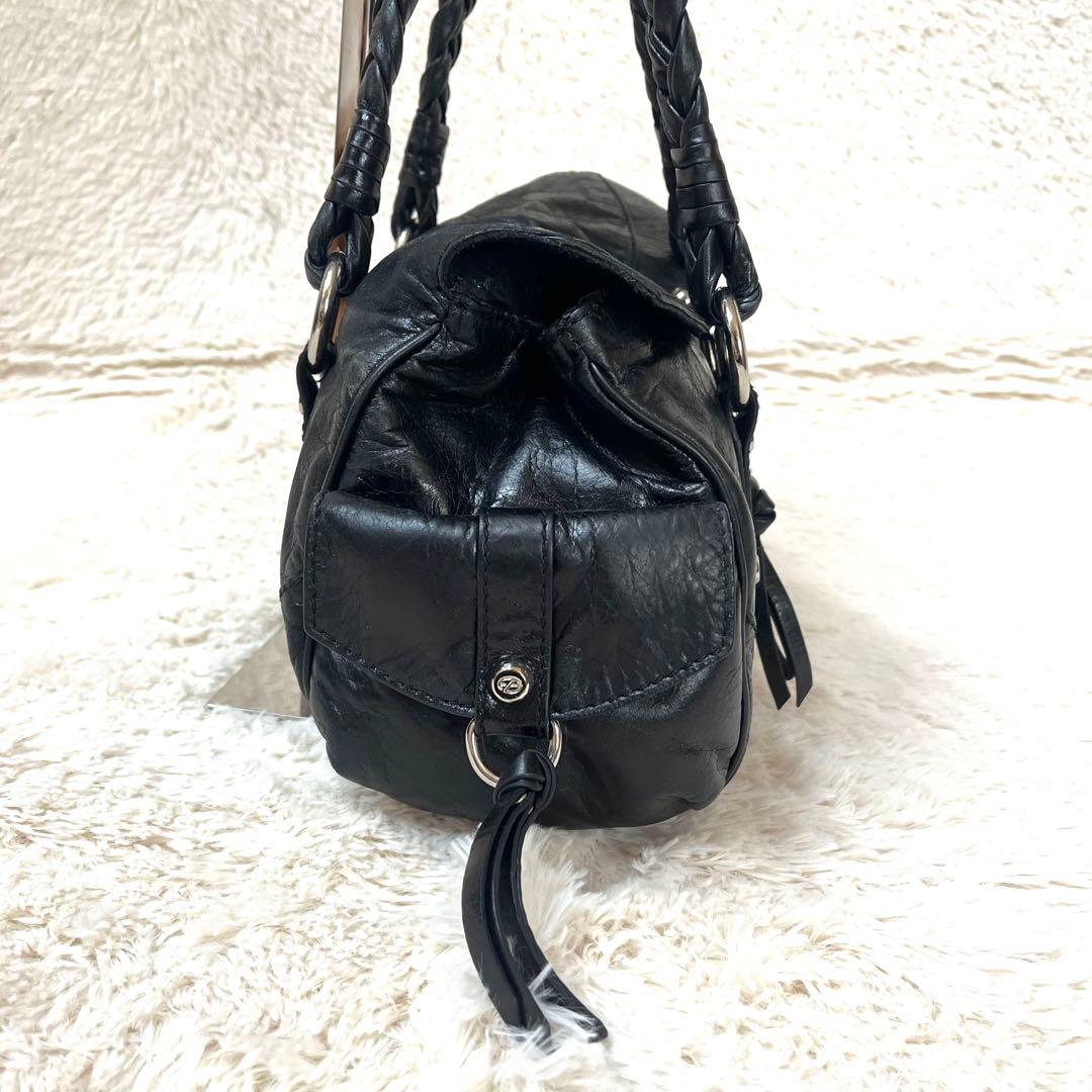 francesco biasia ハンドバッグ レザー 黒 編みこみ y2k
