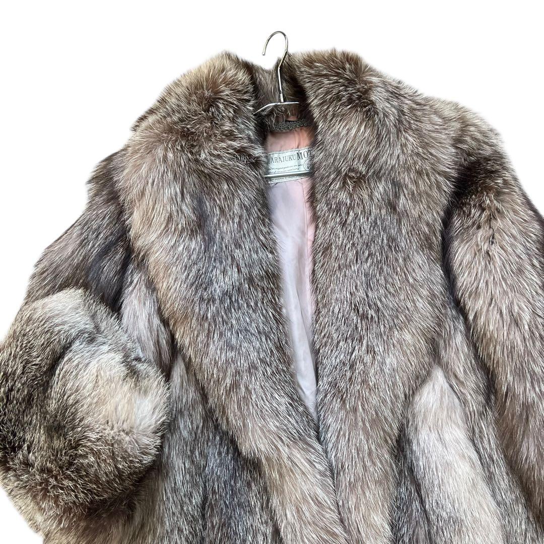 肉厚◎ 着丈110cm ブルーフロストフォックス ファーコート サガフォックス