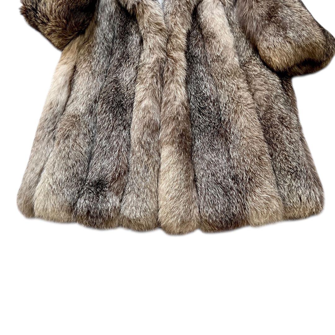 肉厚◎ 着丈110cm ブルーフロストフォックス ファーコート サガフォックス