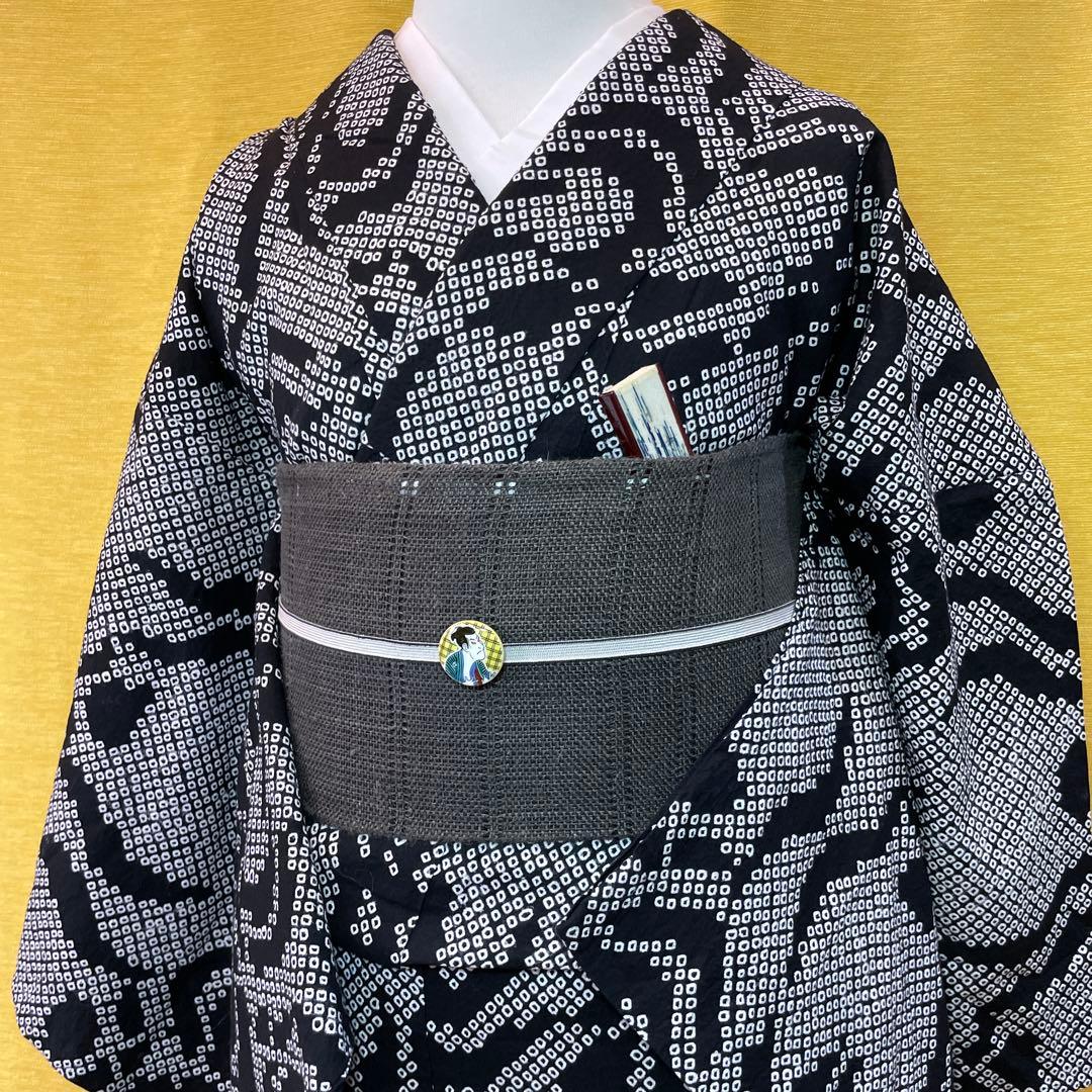 伝統工芸・有松絞り浴衣 単品 歌舞伎の隈取りの柄