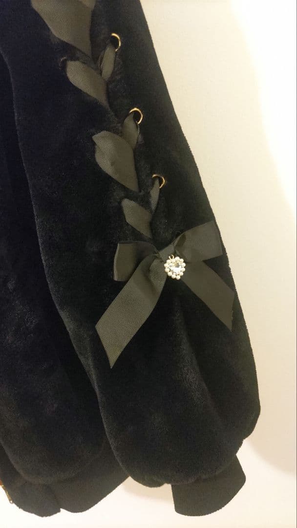 【とりっぴ】LIZ LISA うさみみフードファーブルゾン ブラック