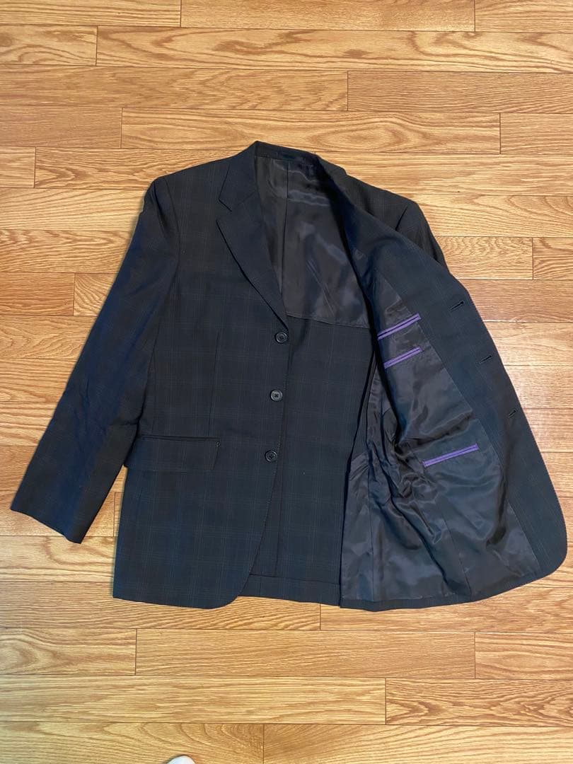 【美品】ポールスミスロンドン　ダークグレー チェック柄 スーツ セットアップ