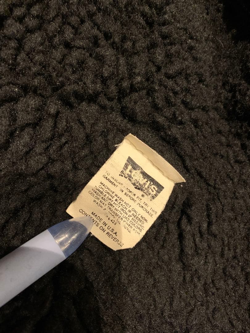 Levi's ブラックデニム ボアジャケット L USA製 ヴィンテージ　90s