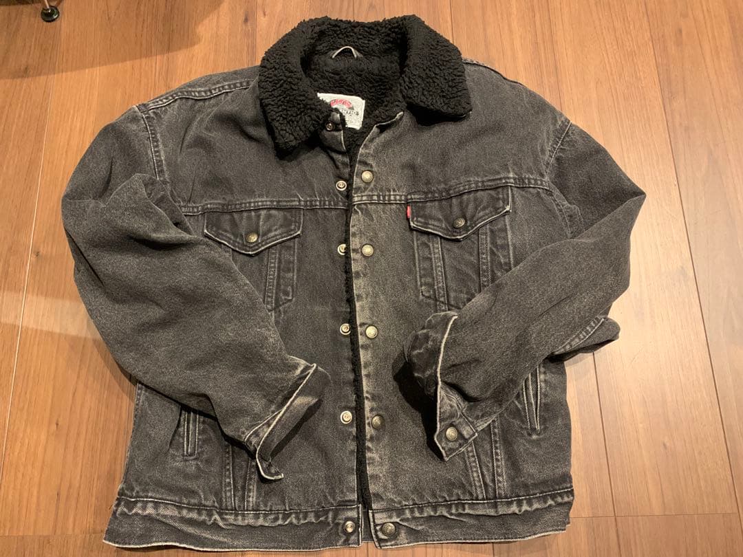 Levi's ブラックデニム ボアジャケット L USA製 ヴィンテージ　90s