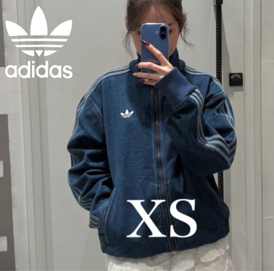 新品XS】アディダス　デニムジャケットファイヤーバードトラック インディゴブルー