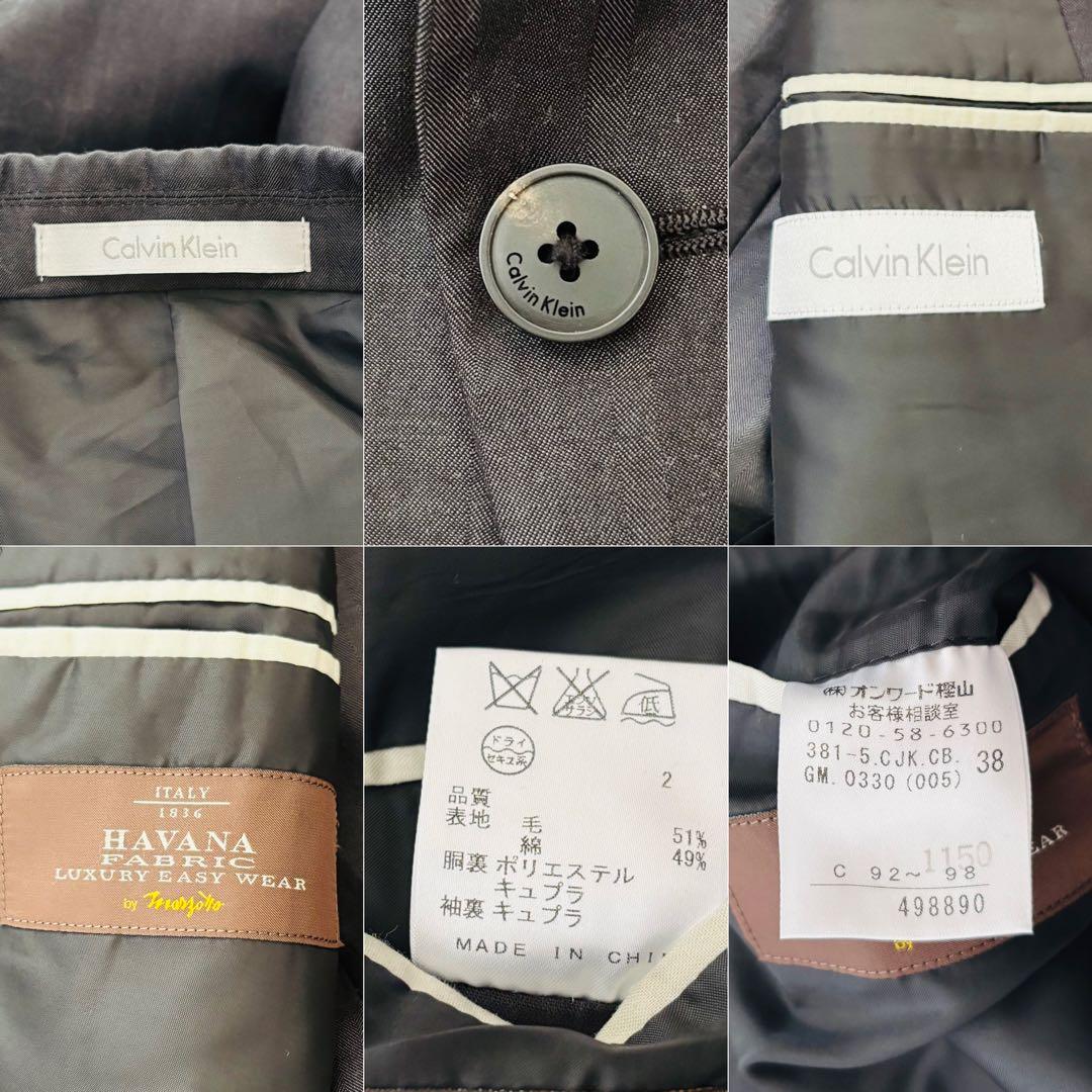 極美品✨カルバンクライン　セットアップスーツ38 ストライプ　高級イタリア生地