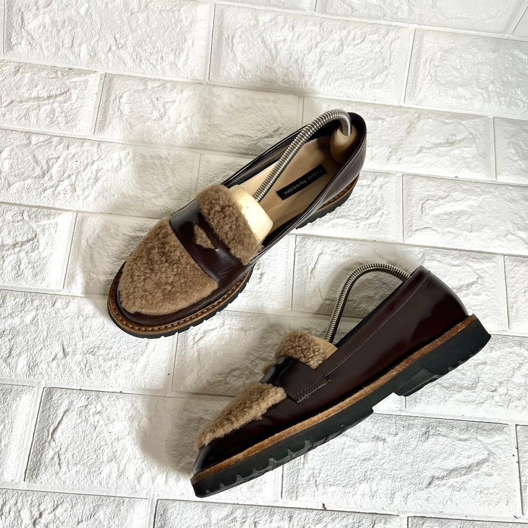 【ほぼ未使用】FABIO RUSCONI ファー付き　ローファー