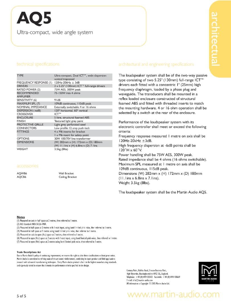 【美品・希少】Martin Audio AQ5