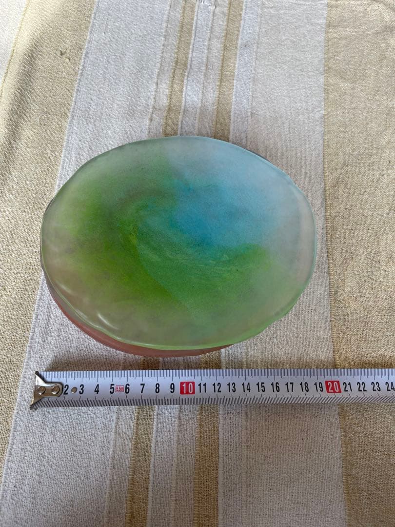 北一硝子アンティーク希少グラデーションカラーオーバル型プレート4枚セット