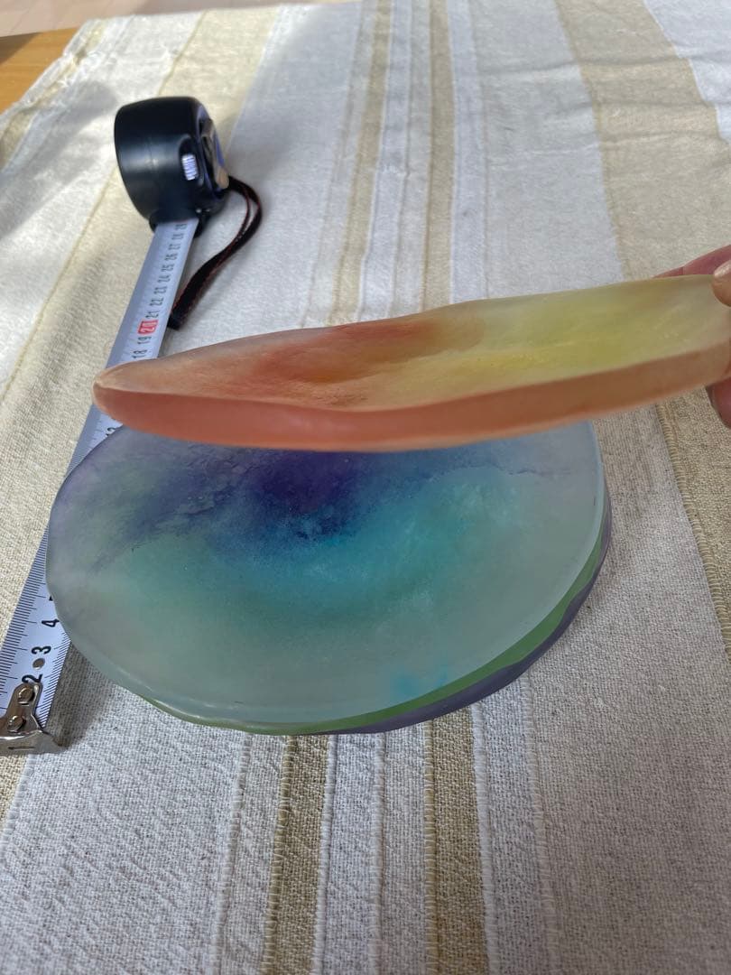 北一硝子アンティーク希少グラデーションカラーオーバル型プレート4枚セット