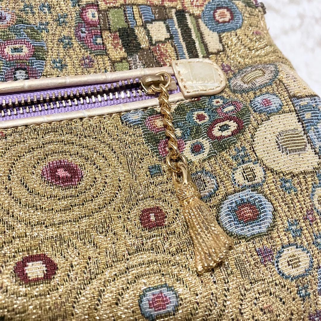 【未使用】Think beeゴールデンクリムト ハンドバック スパンコール 刺繍