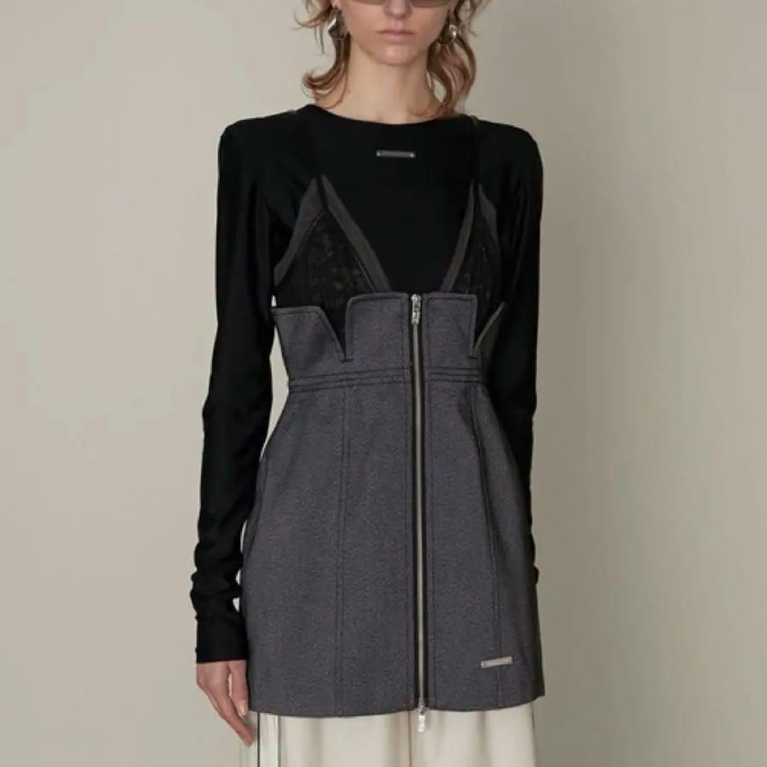 新品タグ付 プランクプロジェクト 23AW レースコンビビスチェ ブラック