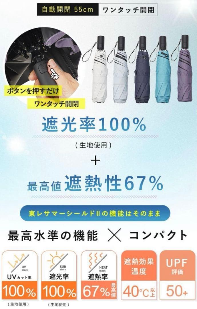 ⭐️COKAGE+ ACTIVE⭐️自動開閉 55cm 切り継ぎ パウダーブルー