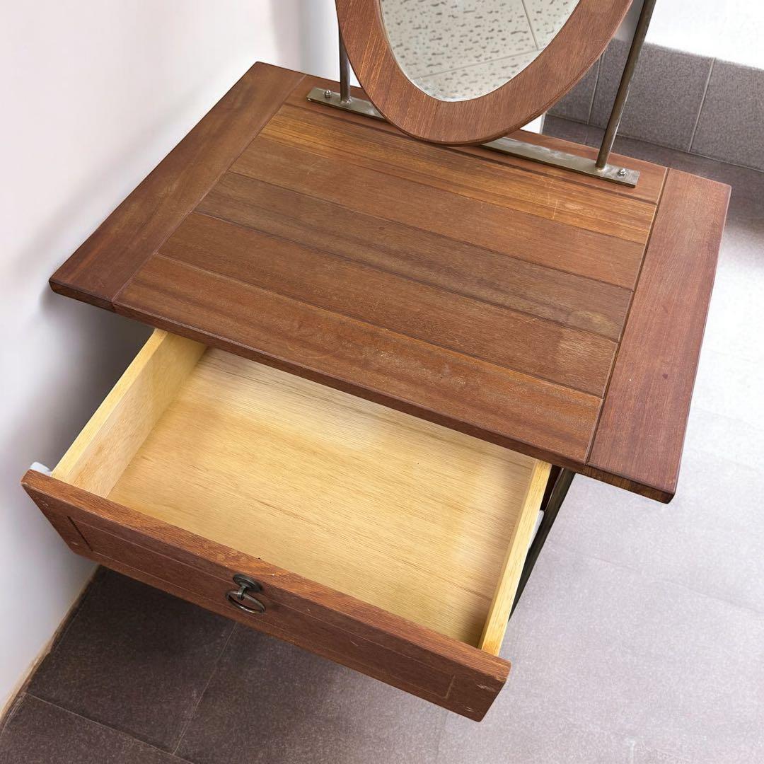 ヴィンテージ風 引き出し付 木製 スチール ドレッサー 鏡台