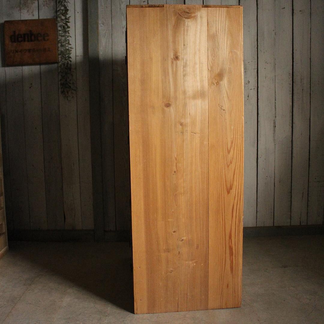 古い木枠のガラス戸棚×木製引き出し　食器棚　水屋　キャビネット　古家具　古民家