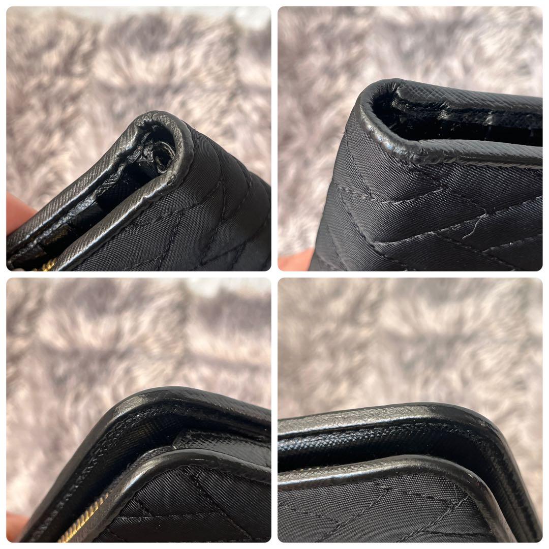 良品✨PRADA 三角ロゴ　テスート　キルティング　ナイロン　長財布　ブラック