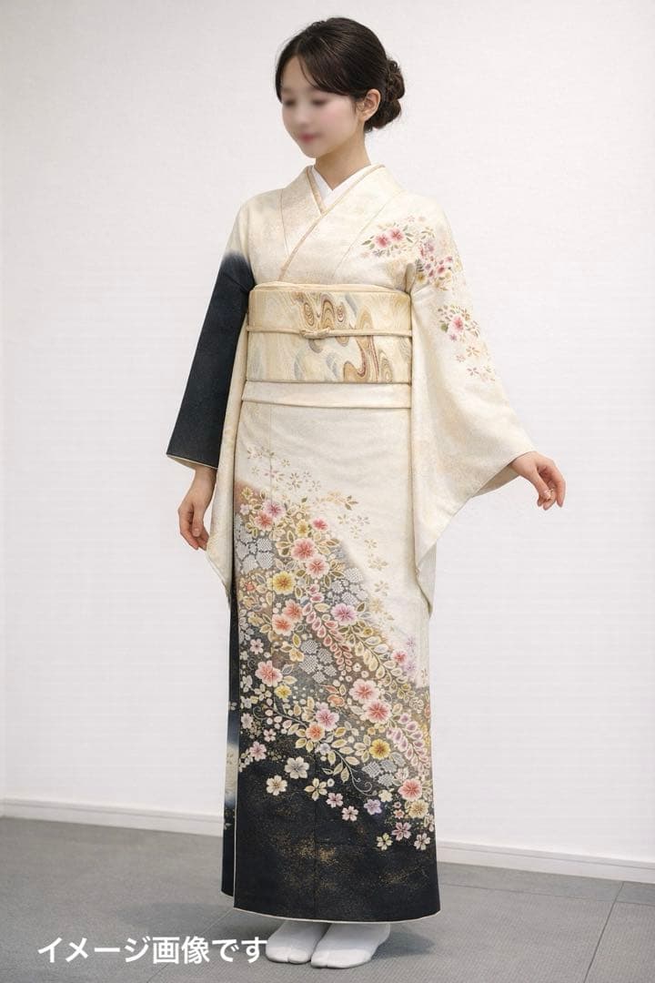 訪問着＋帯セット　金色 紺色　辻ヶ花　作家者　限定セール