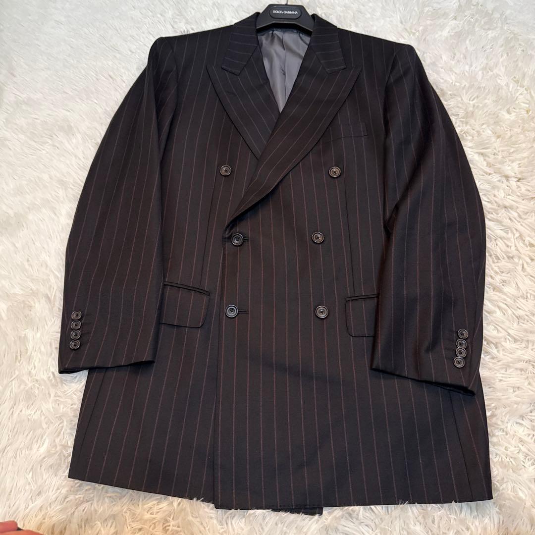 【美品】バーバリーロンドン ダブル スーツセットアップ ストライプ シルク混A6