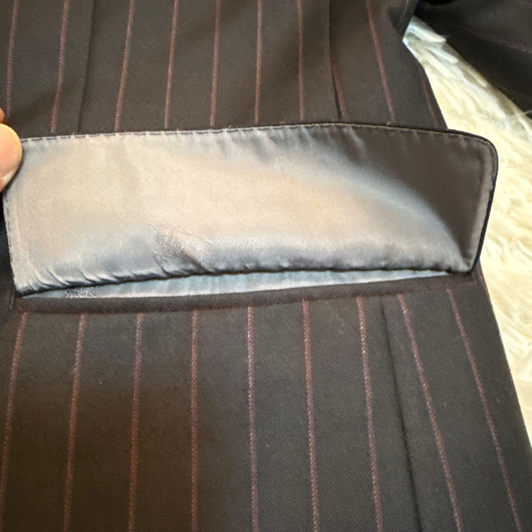 【美品】バーバリーロンドン ダブル スーツセットアップ ストライプ シルク混A6