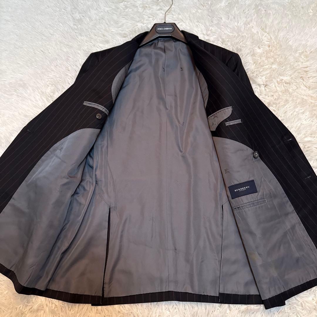 【美品】バーバリーロンドン ダブル スーツセットアップ ストライプ シルク混A6