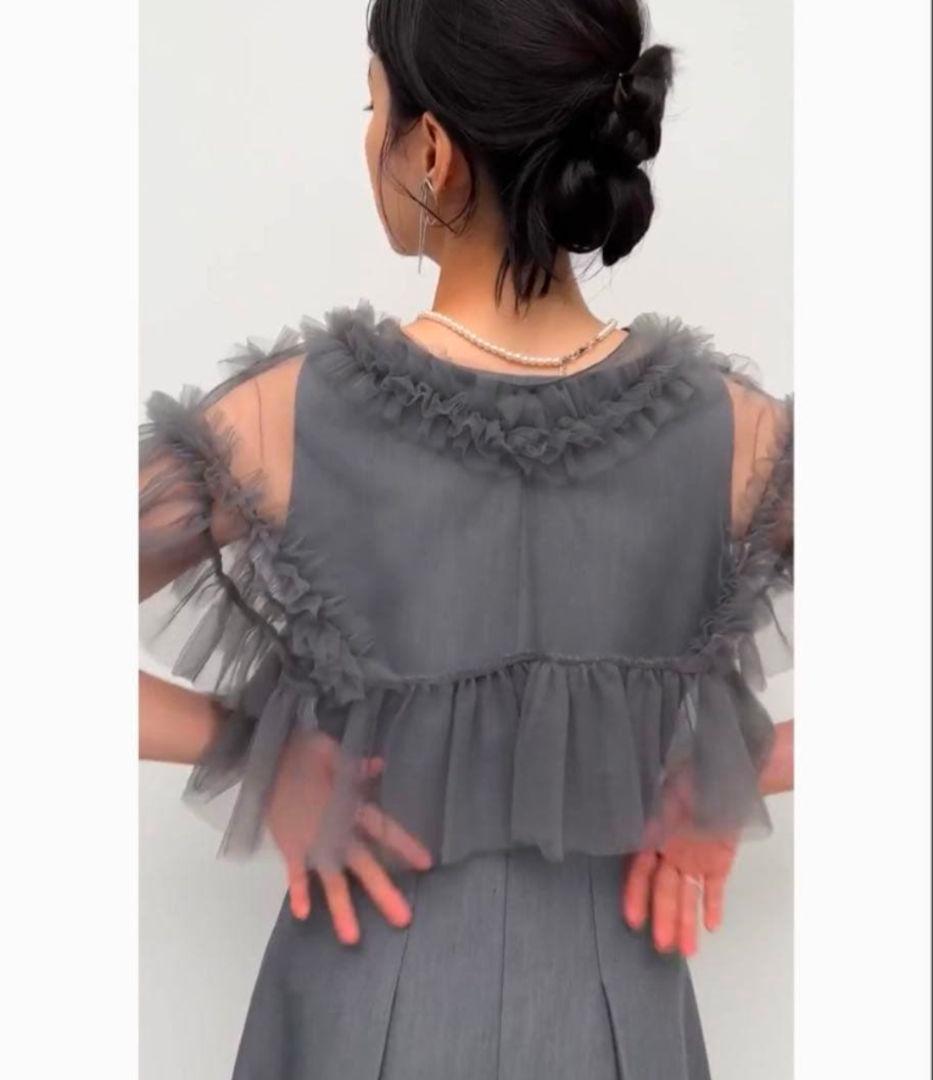 新品　フリルチュールシアートップス＆タックフレアドレスセット