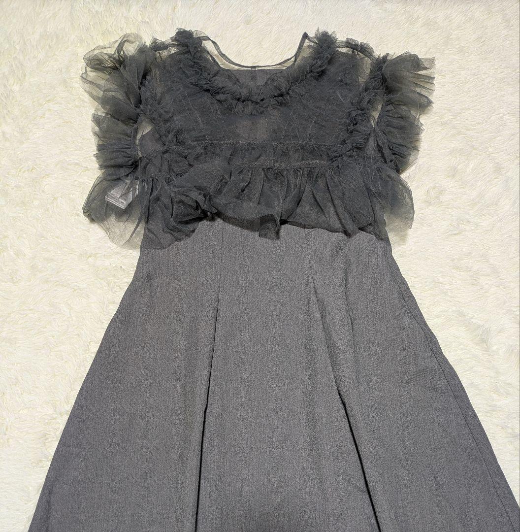 新品　フリルチュールシアートップス＆タックフレアドレスセット