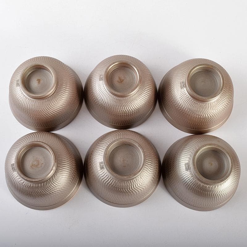 煎茶道具　萬古焼　森伊呂久作　すすり茶碗　蓋茶碗　六客　共箱　M　R5145B