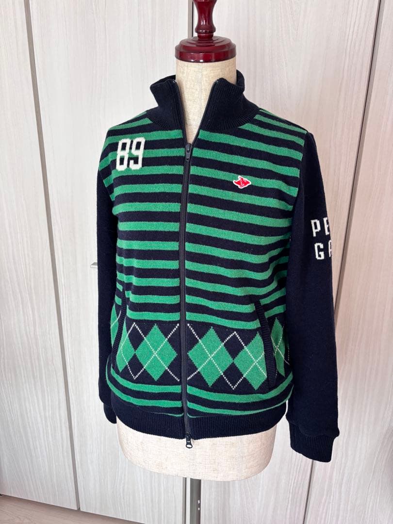 美品　パーリーゲイツ　防風防寒　ニットカーディガン　ジップPEARLY