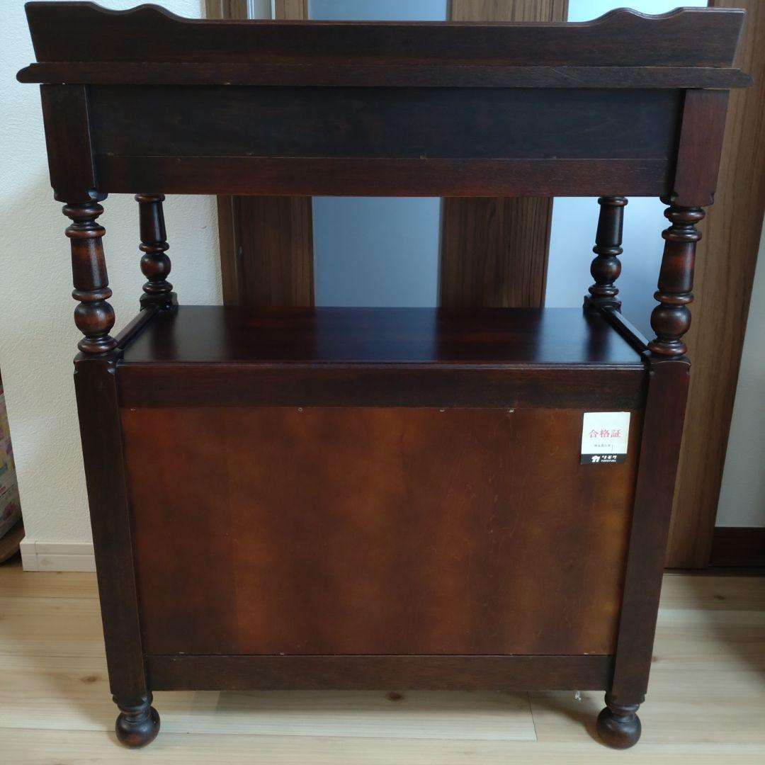 【カリモク】ダークブラウン　木製キャビネット オールドカリモク　電話台