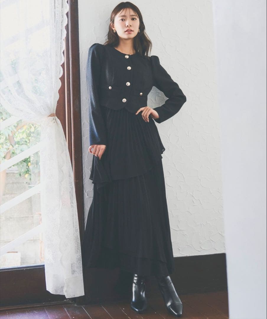 完売品/発送前なので今日だけ値下げします　ツイードジャケットドッキングワンピース